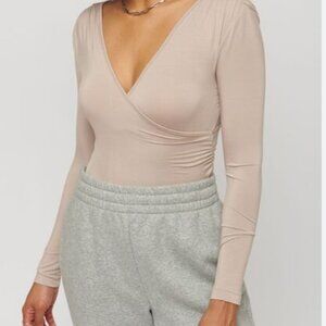 Dynamite Ribbed Wrap Bodysuit